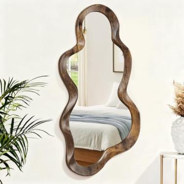 Imagem de Lzuso Espelho irregular exclusivo nuvem ondulado espelhos modernos sala de estar quarto vaidade entrada corredor decorativos grandes espelhos assimétricos artísticos para parede moldura de madeira