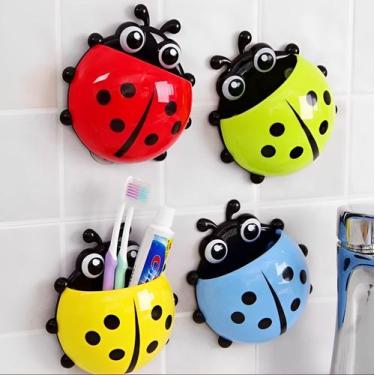 Imagem de Porta Escova De Dente e Pasta Joaninha Com Ventosa de Parede - FULLHOU