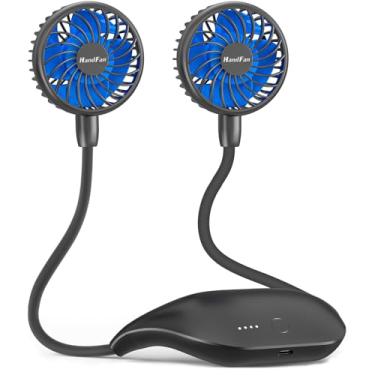 Imagem de HandFan Ventilador de pescoço portátil de 10000 mAh recarregável, ventiladores pessoais vestíveis de longa duração, ventiladores de colar com as mãos livres, ventilador de resfriamento suspenso para