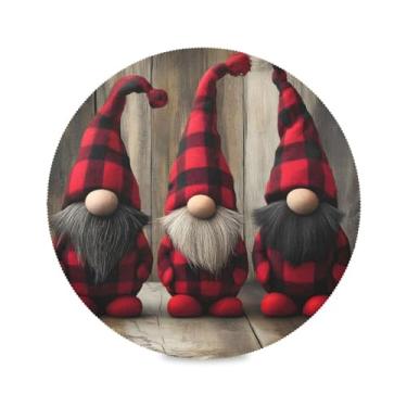 Imagem de STAYTOP Jogo americano redondo de gnomo fofo de Natal 6 peças, tapetes de mesa antiderrapantes fáceis de limpar para decoração de mesa de festa de churrasco em casa