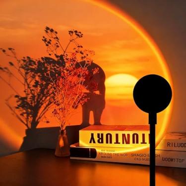 Imagem de Lâmpada de projeção de pôr do sol, luzes de pôr do sol USB, luz LED de rotação de 180 graus, projetor para decoração de quarto de festa