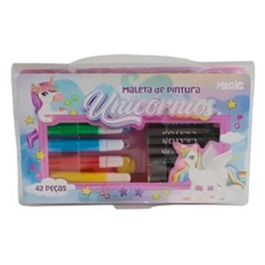 Imagem de Estojo Maleta de Pintura Maleta infantil 42 Peças Unicórnio