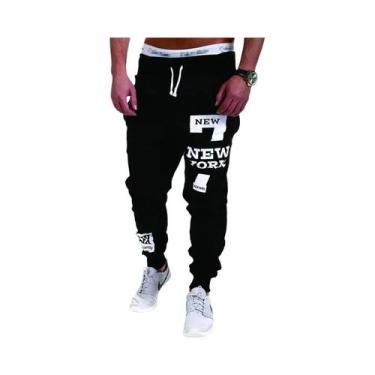 Imagem de Calças De Moletom Casuais Masculinas Em Cinza, Azul E Preto, Joggers C