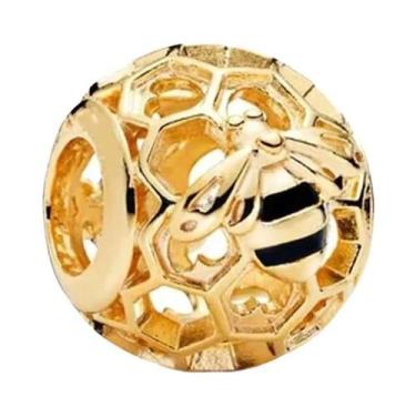 Imagem de Pulseira Feminina De Prata 925 Banhada a Ouro Com Berloques De Coelho,