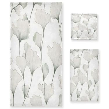 Imagem de xigua Ginkgo Leaves Conjunto de toalhas de banheiro absorvente macio 3 peças toalha de banho toalha de mão toalhas decorativas para banheiro, academia, hotel, praia, piscina