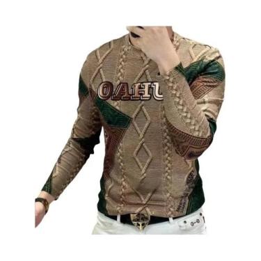 Imagem de Camiseta Térmica Masculina De Manga Longa Grossa Com Estampa Quente E 