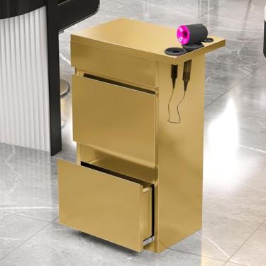 Imagem de Armário de armazenamento de salão de barbeiro de aço inoxidável - estação de estilo de 3 gavetas para cabeleireiros, spa de beleza e organização de ferramentas de tatuagem, armazenamento de