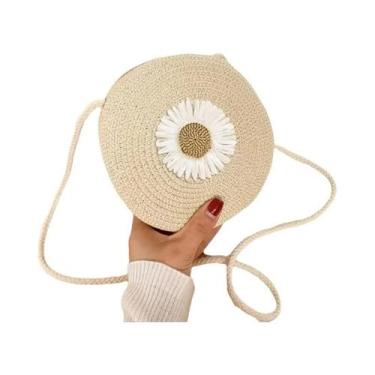 Imagem de Bolsa Transversal Feminina Vintage De Palha Com Estampa Floral, Bolsa 