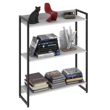 Imagem de Estante Livreiro Dynamica Industrial 80cm 3 Prateleiras C08 Branco Chess - Mpozenato