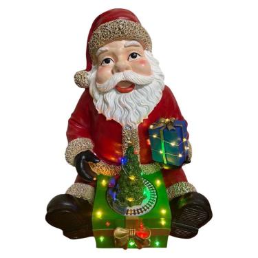 Imagem de Papai Noel Natalino Arvore Natal Presente Led Som Musica Decoraçao Mesa Estante Loja Evento Festa Fim De Ano