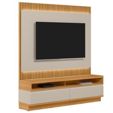 Imagem de Rack Para Sala Com Painel Para Tv 70 Pol Led 180cm Spencer L05 Tauari Off White Fosco - Lyam Decor