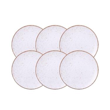 Imagem de Kit Prato Raso Tramontina Rústico Marrom Em Porcelana Decorada 28 Cm 06 Peças