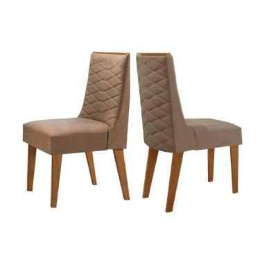 Imagem de Cadeira Cozinha Rufato Dafne Kit 2 Un Naturale/Linho Capuccino