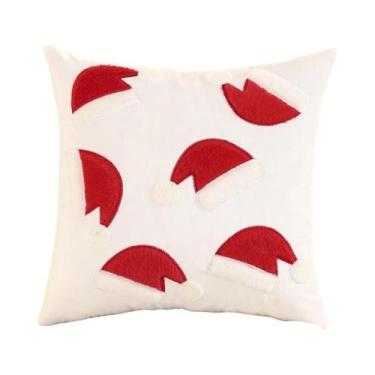 Imagem de 1 peça chapéu de natal capa de almofada veludo bordado decoração de na