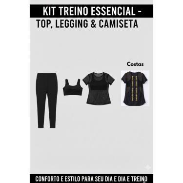 Imagem de Kit Fitness Feminino – Top + Legging + Regata Tule ou Camiseta – Estilo e Conforto para Seus Treinos-Feminino