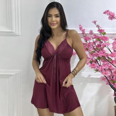Imagem de Camisola Curta Sexy Rendada Liganete Confortável Linha Noite - Mavie, 