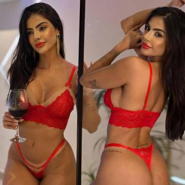 Imagem de Lingerie Sem Bojo Tule Transparente Renda Calcinha Fio Sexy - Luara, G