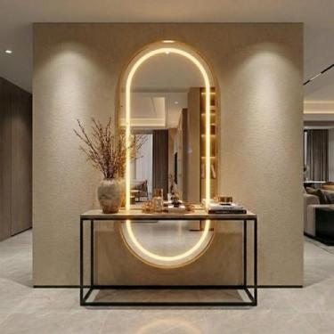 Imagem de Espelho Oval Grande LED Corpo Inteiro Moldura 170x70 para Quarto Salão