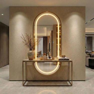 Imagem de Espelho Oval Grande LED Corpo Inteiro Moldura 170x70 para Quarto Salão