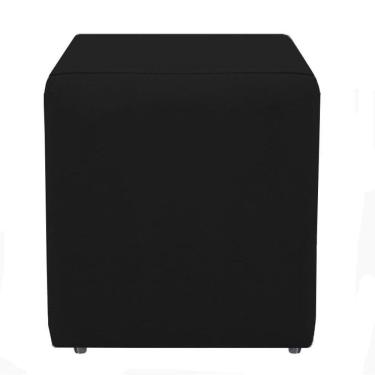 Imagem de Puff Dado Quadrado Suede Preto Decorativo Para Sala Recepção