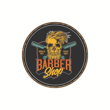 Imagem de Crânio de barbearia vintage Iron Sign para decoração de parede de barbearia