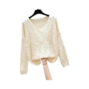 Imagem de Pullover Cropped De Tricô Com Mangas Longas Para Mulheres, Estilo Bási