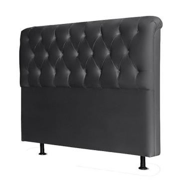 Imagem de Cabeceira Casal Emilia 195 Cm Preto Couro Sintético – Idf Decor