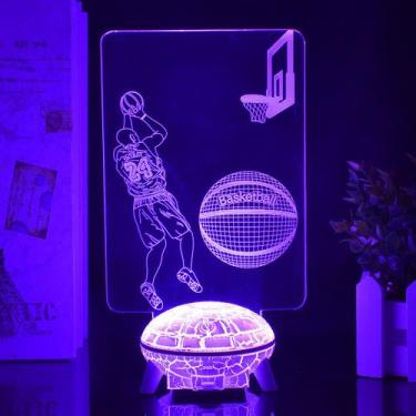 Imagem de Luz noturna LED 3D que muda de cor Kobe Bryant Basketball - yiweisai
