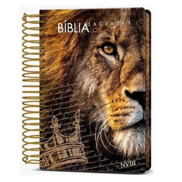 Imagem de Bíblia Sagrada Anote Espiral Leão de Judá NVI Letra Normal Capa Dura -