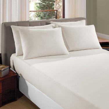 Imagem de Lençol Solteiro Liverpool Com Elástico Avulso 1 Peça Tecido Malha Fio 30/1 Penteado 100% Algodão - Marfim