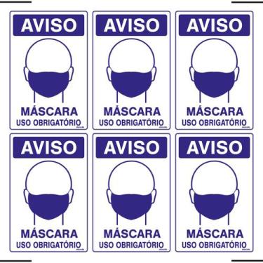 Imagem de Combo 6 Placas De Sinalização Aviso Máscara Uso Obrigatório 20x30 Ekom
