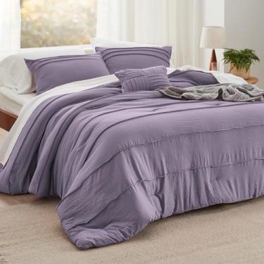Imagem de Conjunto de Edredom Bedsure California King com Pregas Roxo