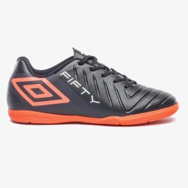 Imagem de Chuteira Futsal Umbro Fifty VI Jr Infantil Preto, Preto coral branco, 