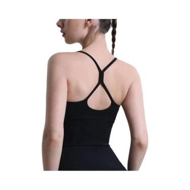 Imagem de Top Esportivo Feminino Sexy Com Costas Cruzadas Em Cor Sólida Para Yog
