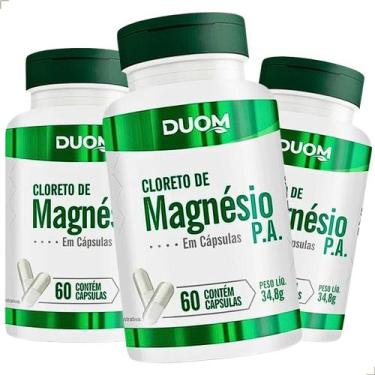 Imagem de Kit 3 Frascos Cloreto De Magnésio P.A 180 Capsulas Suplemento Natural 