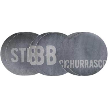 Imagem de Kit 6 Pratos Rasos Tramontina Churrasco Stone Porcelana 28cm Temático BBQ Steak