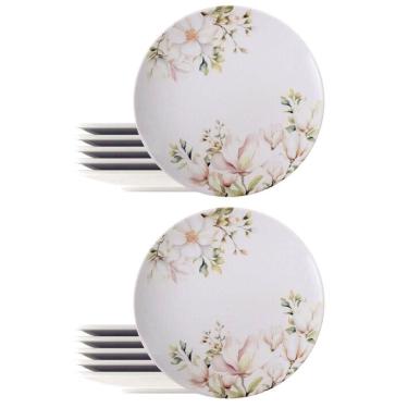 Imagem de Jogo 12 Pratos de Porcelana 28cm Magnólia Tramontina Mesa Posta Restaurante