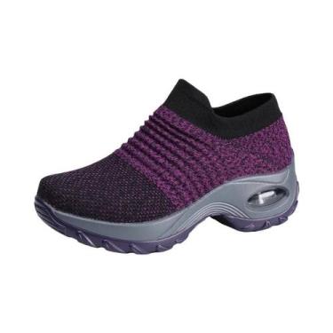 Imagem de Tênis Femininos Respiráveis Para Caminhada, Sneakers De Moda Com Tecid