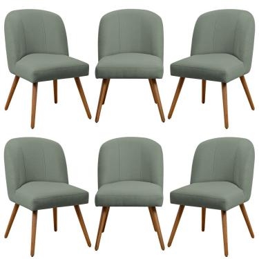 Imagem de Kit 06 Cadeiras De Jantar Cléo Pés Palito Linho Verde - Nexta Casa