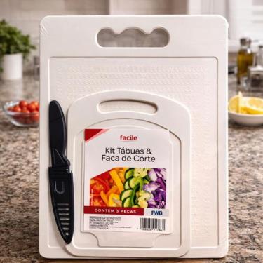 Imagem de Kit 2 Tábuas de Corte + 1 Faca com Capa de Cozinha 3 Peças - Facile, B