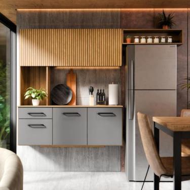 Imagem de Armário De Cozinha Joana Completo 6 Portas 1 Gaveta Com Balcão Compact