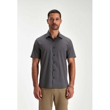 Imagem de Camisa docthos relaxed fit manga curta xadrez poliamida, 003 preto, EG