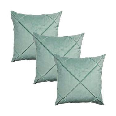 Imagem de Kit 3 Capas para Almofada Drapeada em Veludo Quadrada 60x60 Várias Cor