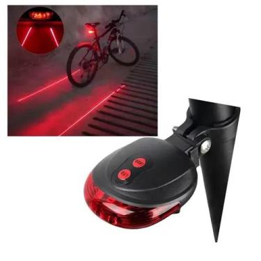Imagem de Lanterna traseira bike led laser vermelha pisca sinalizadora impermeav