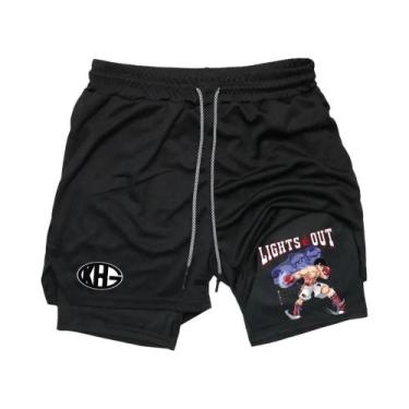 Imagem de Shorts De Treino Masculinos 2 Em 1 Para Academia E Corrida Anime IPPO 