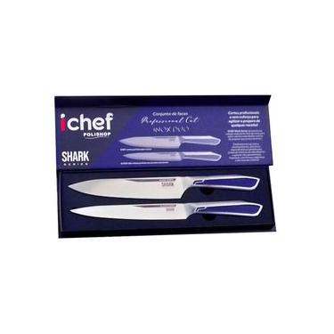 Imagem de Conjunto de Facas Ichef Polishop Professional Cut Inox Duo Azul