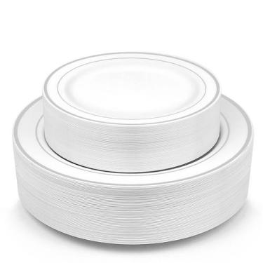 Imagem de Pratos de festa descartáveis MCIRCO Silver Plastic 100 unidades - M MC