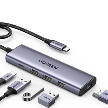 Imagem de Adaptador Usb Tipo C 5 Em 1 HDMI 4k 3 Usb 3.0 Usb-c Pd 100w - 15596