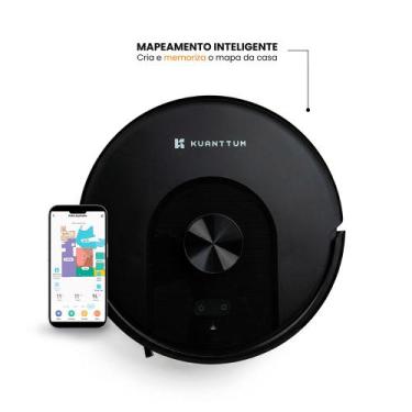 Imagem de Robô Aspirador Kuanttum X10 Preto 220V Laser WiFi 5000Pa Mop Smart Tuy