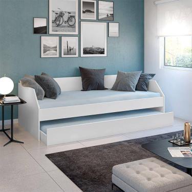 Imagem de Bicama Solteiro Duo Luxo com Cama Auxiliar em Mdf Premium Branco 